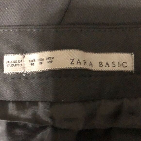 Zara skirt M horizontal pleat side zipper slant front pleat pencil style black - Picture 4 of 8